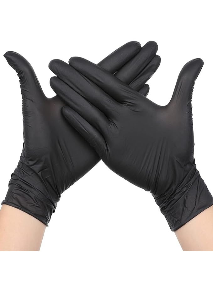 Nitrile Disposable Gloves – 100 Pieces, Large Size, Powder Free for Exam, Kitchen, Food Safety & Cleaning (Black) - Image 1